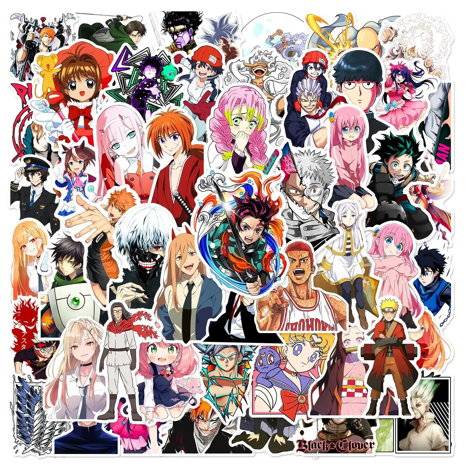 50Pcs/Set Mixed Anime Stickers Cartoon Sticker Decals Laptop Motorcycle Luggage Phone Waterproof Sticker for Children Toy