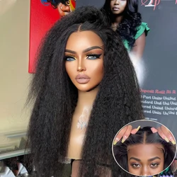 Peruka syntetyczna Wear and Go Glueless Kinky Straight 4x4 Lace closure Wigs Upgraded No Glue HD Yaki Straight Lace Front Wigs