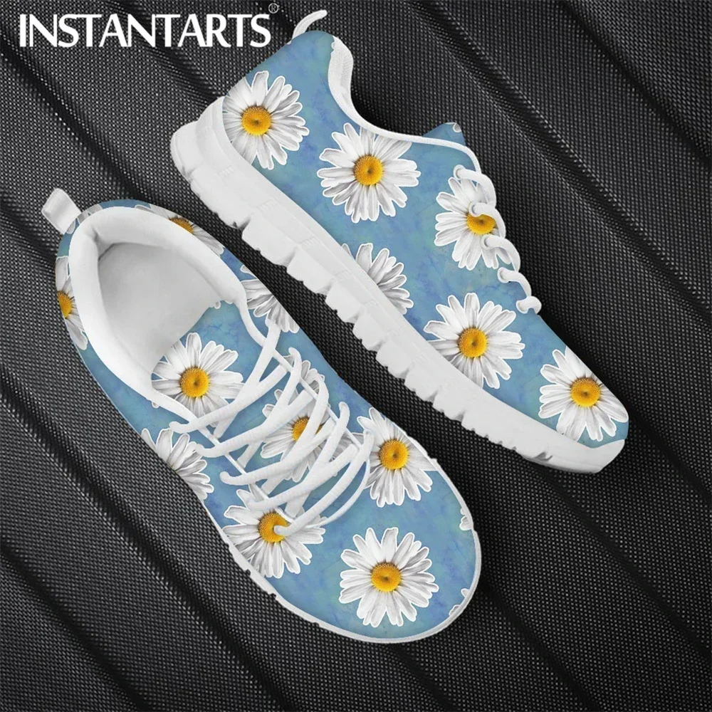 Sepatu kets lembut hangat untuk wanita, sepatu Sneakers datar berpola bunga aster kecil musim gugur motif syal vulkanisir, sepatu renda untuk wanita