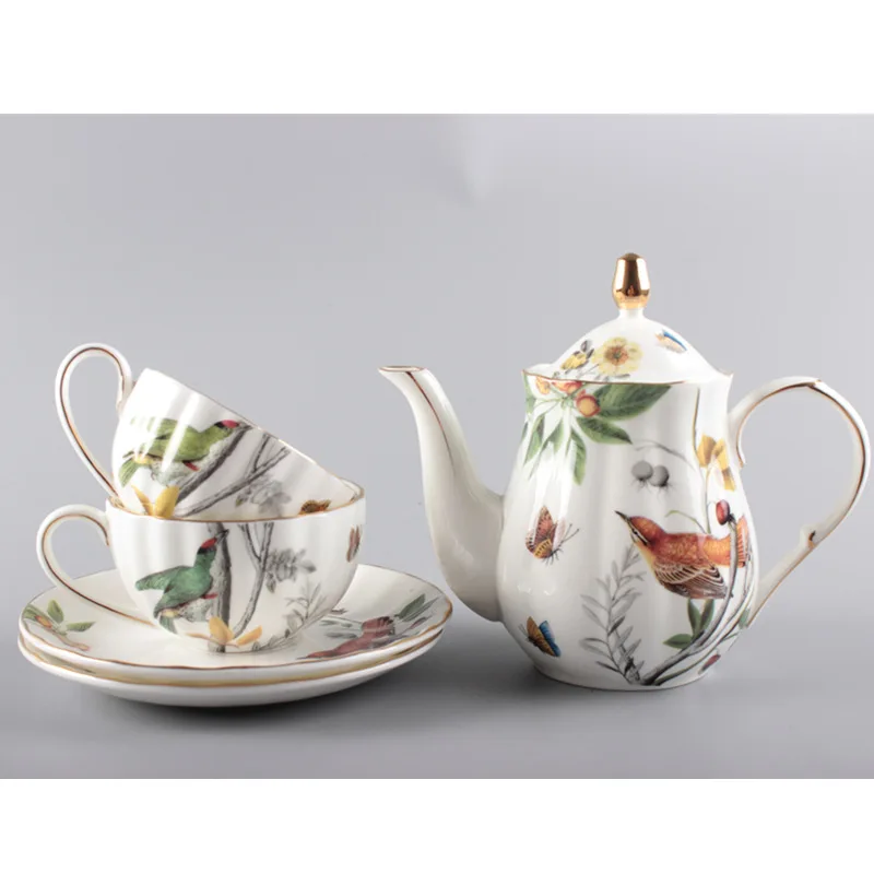 One pot, two cups of coffee cup set, bone china tea set, European style small fresh afternoon tea Dim sum cup