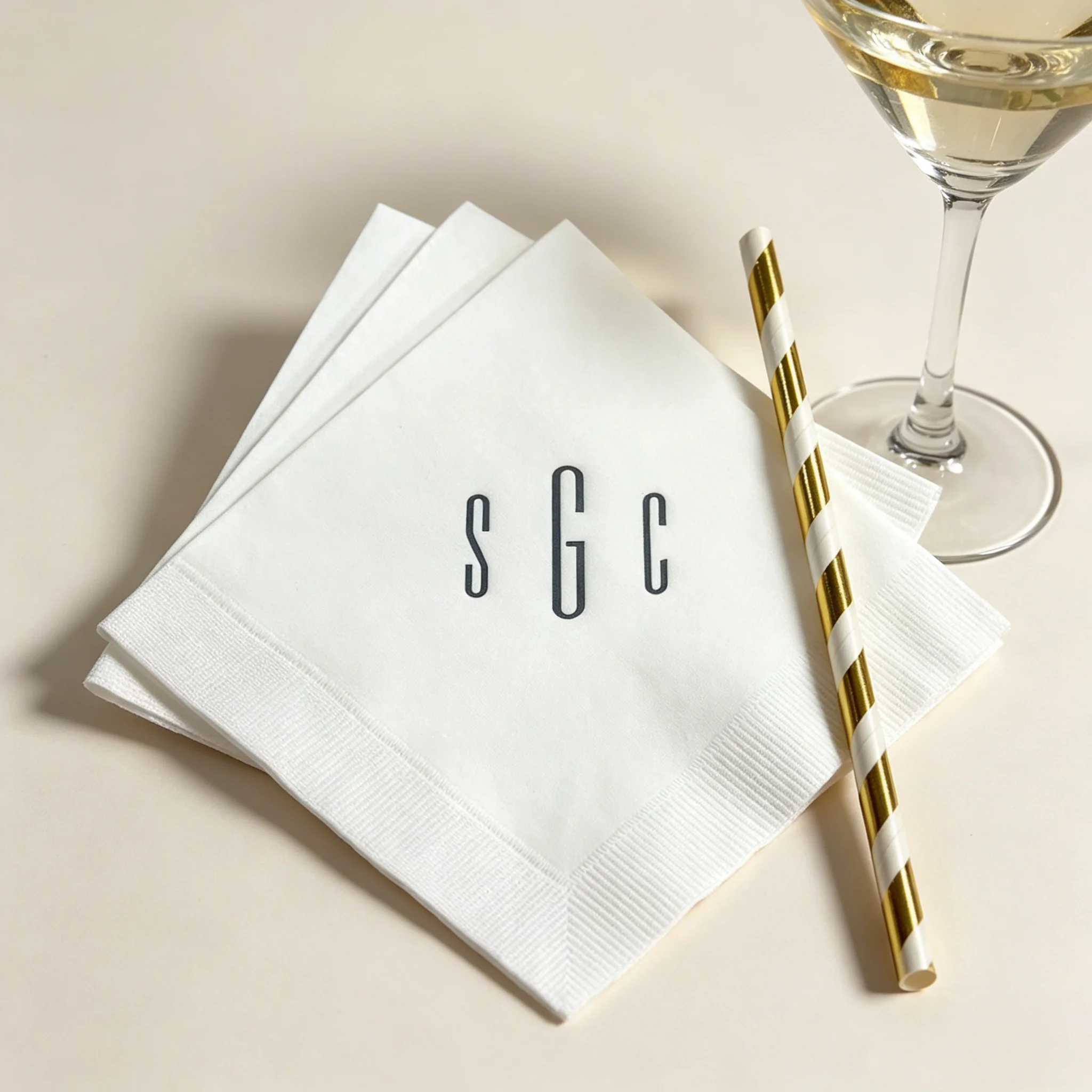 

50pcs Personalized Napkins Initials Monogram Paper Custom Printed Wedding Birthday Hostess Gift Beverage Cocktail Luncheon Dinne