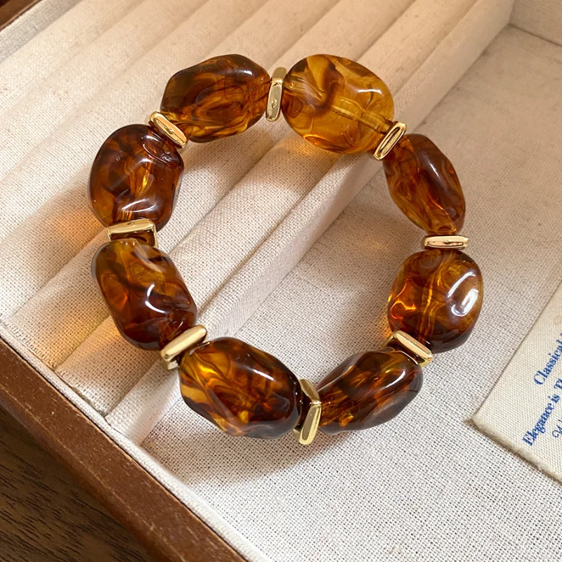 Amber Color Irregular Acrylic Beads Chokers Necklaces Set