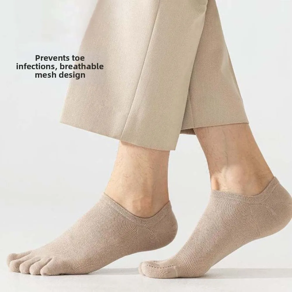 Thin Hosiery Men's Five Finger Socks Mesh Low Cut Odor Resistant Five Toe Boat Socks Anti-slip Cotton Sports Socks Running