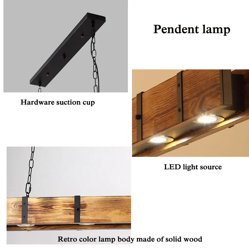 Old Style American Vintage Attic Wooden Pendent Lamp Dining Room Bar Table Clothing Store Industrial Pendant Lamp Led Lighting