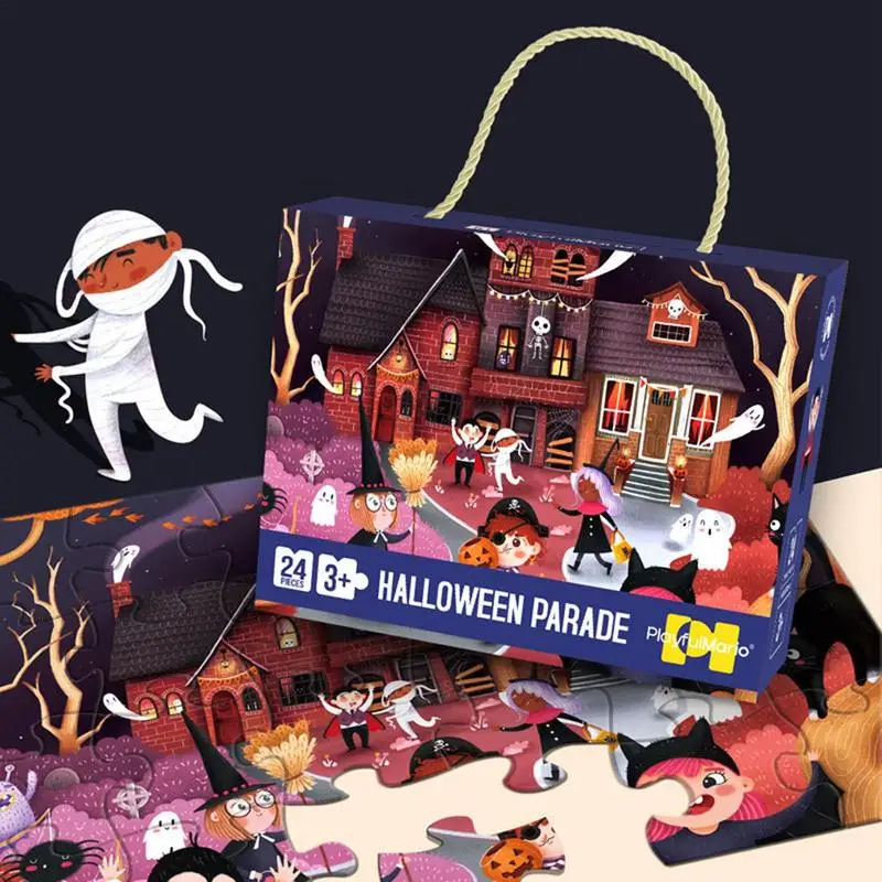 

Пазлы для Хэллоуина, головоломка для мозга, 24 предмета, дом с привидениями, набор головоломки для Хэллоуина, тыква, Призрачный дом, пазл