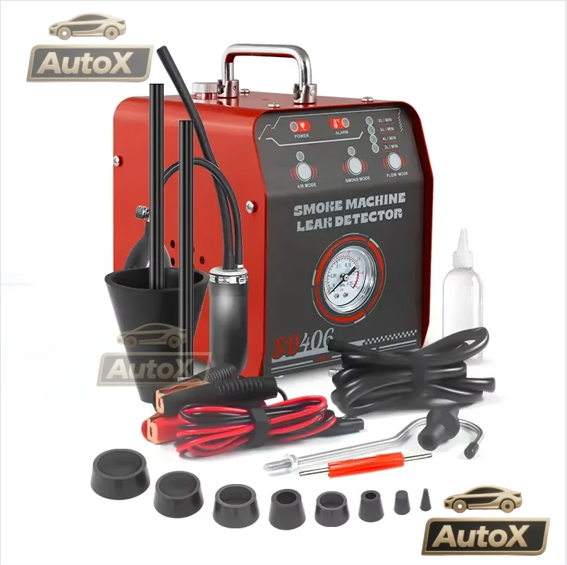 Rilevatore di perdite per macchina del fumo automobilistica Tester di perdite per tubi per auto a doppia modalità 12V con manometro e regolabile