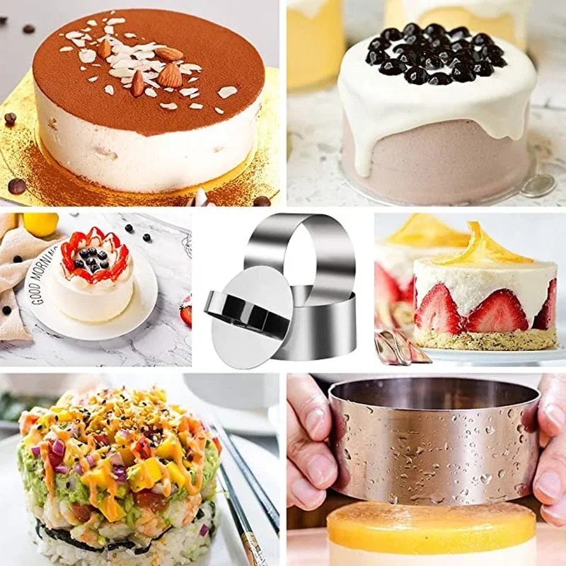 430 Stainless Steel Salad Bakeware Mold DIY Baking Tools Cupcake Mold Salad Dessert Mold Mousse Ring Cake Cheese Tool Steel