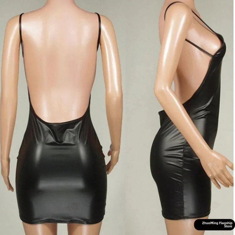 New Ins Sle High Elastici Bodycon PU Pelle Svel Bal Dr Or Gonna attillata da donna Faion Primavera Estate