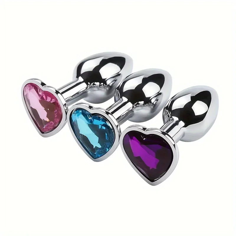 1PC Luxury Metal Butt Toys Heart Shaped Anal Trainer Jewel Butt Plug Kit SM Adult Gay Anal Plugs