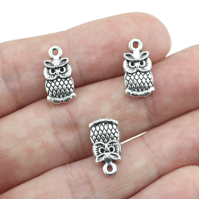 30 Pieces Cute Animal Owl Charms DIY Vintage Metal Owls Keychain Charms Accessory Wholesale Charms Lot 7*15MM