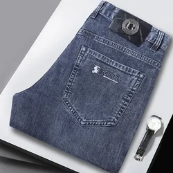 Pantalon en denim à jambe droite pour homme, jean fin, coupe élastique, été, 2024