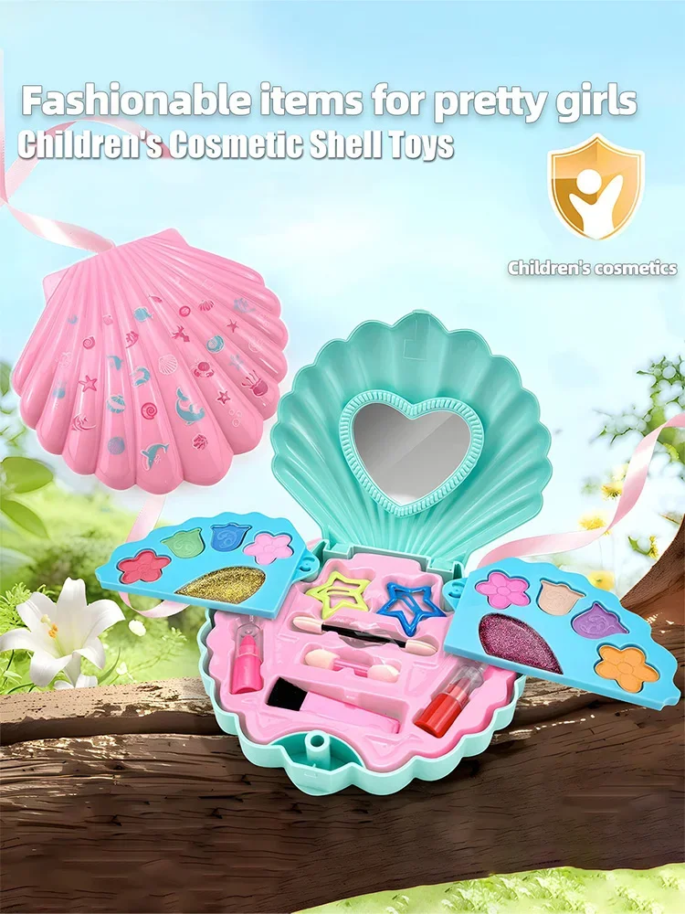 

Set Multi-Layer Shell Princess Makeup Box - Fashion Kids Dress-Up Toys Perfect Birthday Christmas Gift for Girls