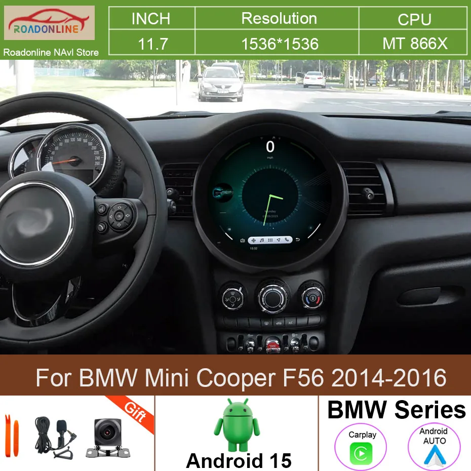 

2026 latest model 11.7 INCH Android 15 For BMW Mini Cooper F56 2014-2016 Carplay Car Navigation Stereo Multimedia