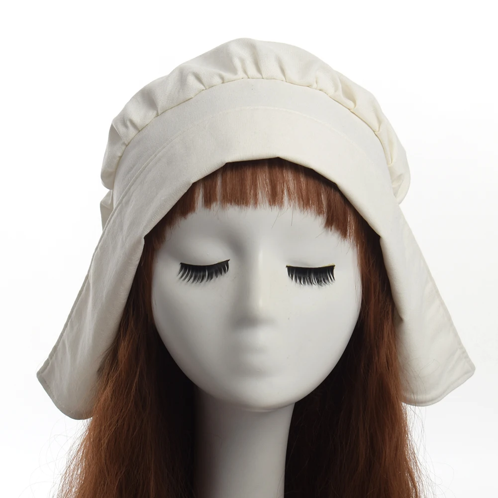 White Bonnet Victorian Cosplay Hat Medieval Vintage Head Wear