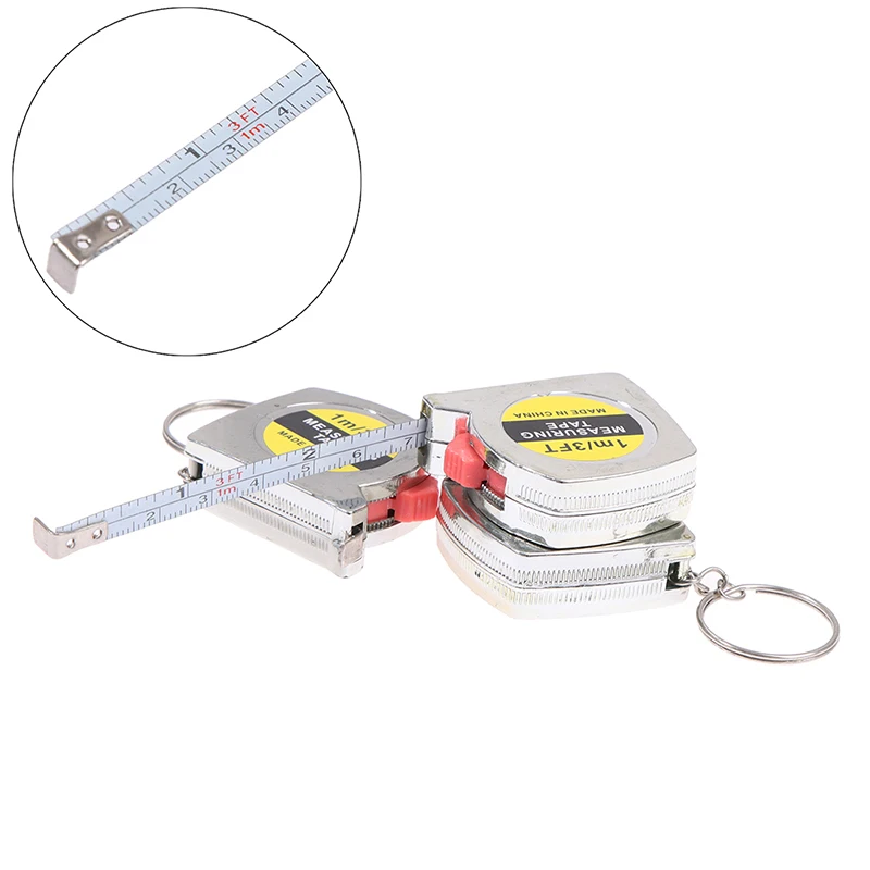 1M/3ft Retractable Stainless Steel Pocket Measuring Ruler Tape Measure Keychain