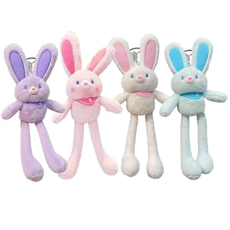 

Rabbit Keychain Pull Up Rabbit Plush Toys Stress Relief bunny Keychains toys Girls Bag Car Key Chain for kids toys and games