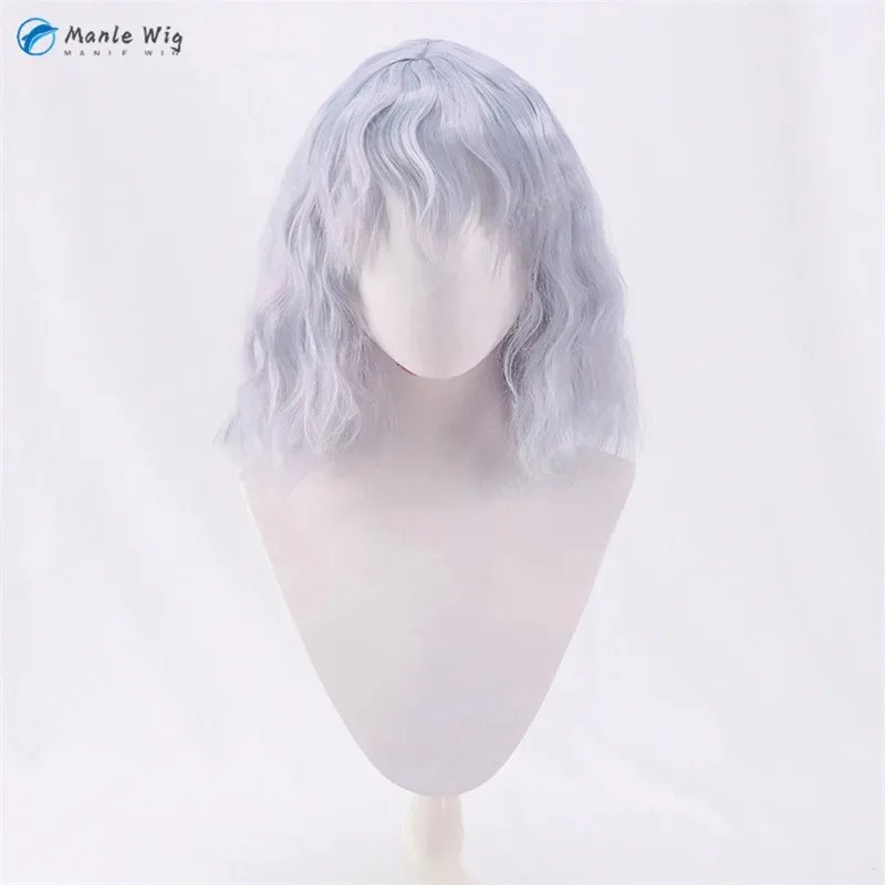 Peruca de cabelo encaracolado roxo prateado de 35 centimetros, para anime cosplay, adequada para festas de Halloween e Natal