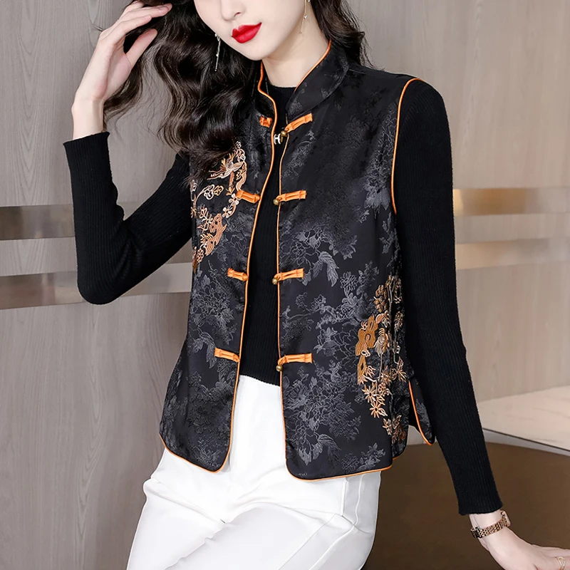 Retro Chinese Style Top Vest Women Modern Tang Suit Gilet Shirt Loose Oriental China Traditional Ethnic Blouse Clothing Harajuku