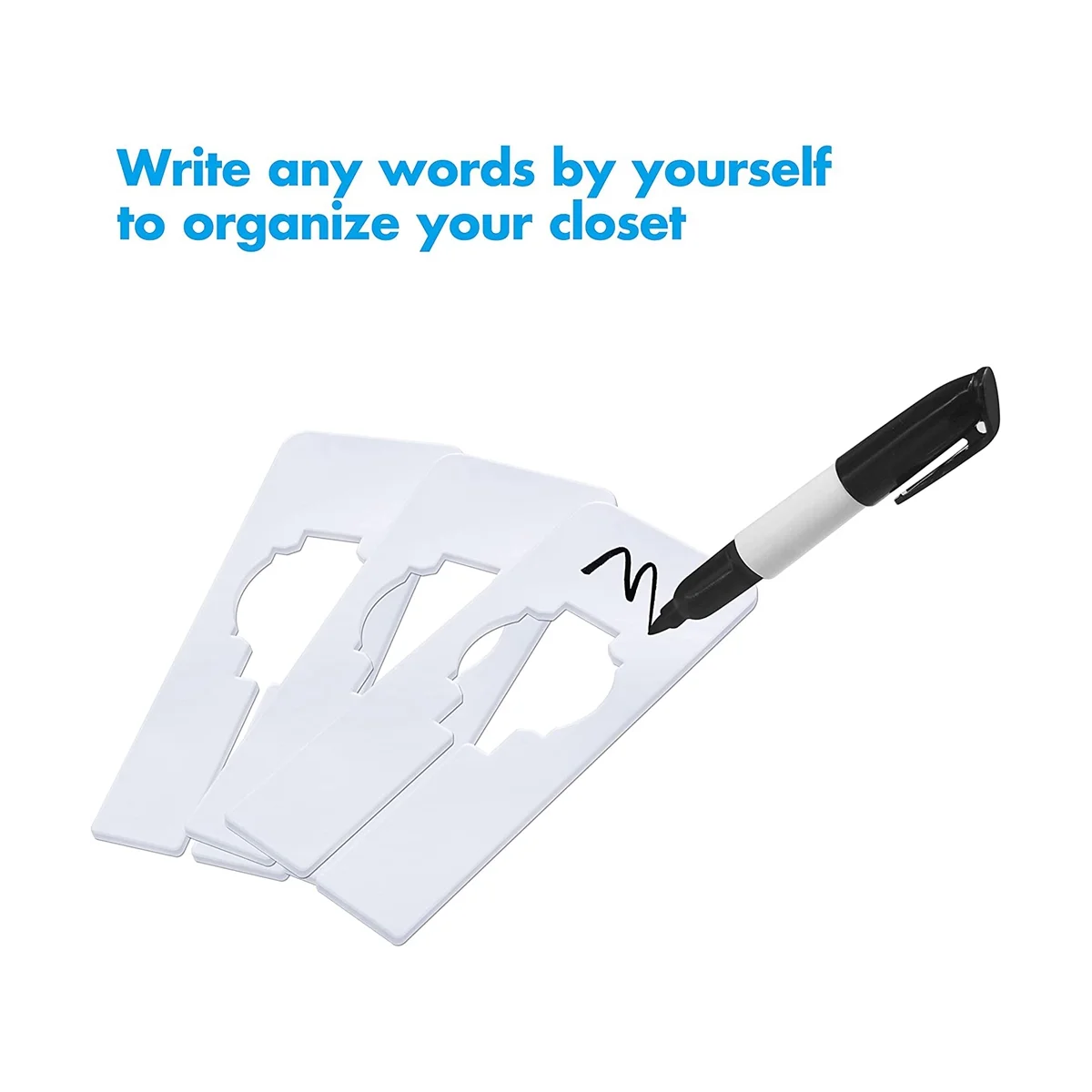 40 Closet Dividers for Hanging Clothes- Rectangle Clothing Size Dividers for Racks, White Closet Divider Set with Marker