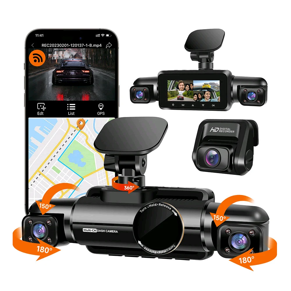 Dashcam Full Hd 4 Channel Car Camera 24 Hours Car Parking Mode Dash Cam Night Vision With Gps Wifi With Rear Viewing Camera
