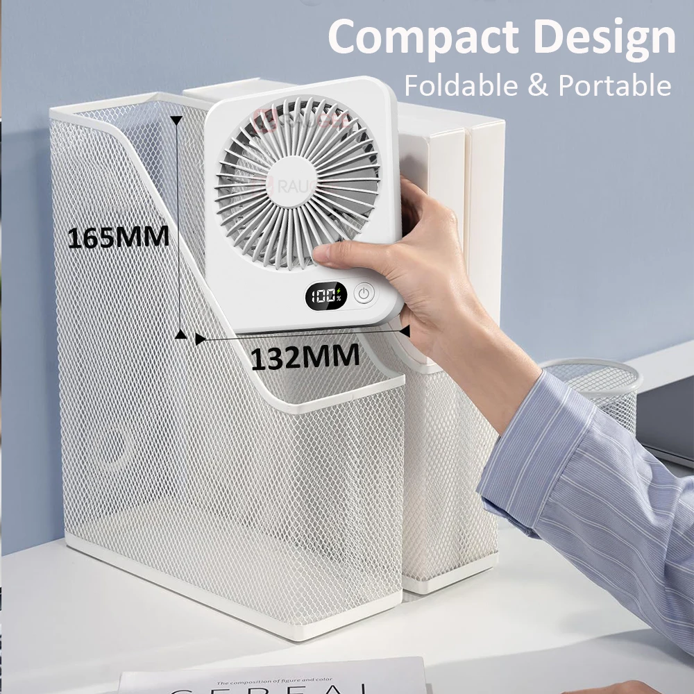 Desk Fan Portable Mini Rechargeable Fan Foldable USB Table Fan Wireless Wall Mounted Ceiling Fan Small Quiet Desktop Fan 5 Gears
