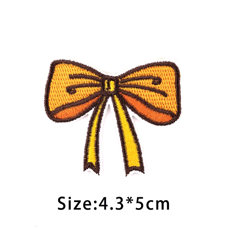 2PCS Cute Cartoon Bow Tie Patches For Clothing Iron On Sew Embroidery Bow Patches For Children\'s Backpacks Applique Accessories