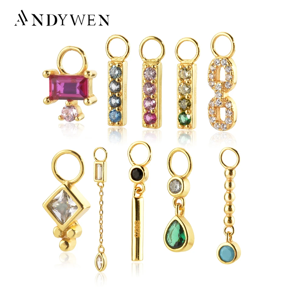 

ANDYWEN 925 Sterling Silver 2022 New Pettie Charm Beads Pendant For Hoops Earring Spare Parts Accessories Jewelry For Women