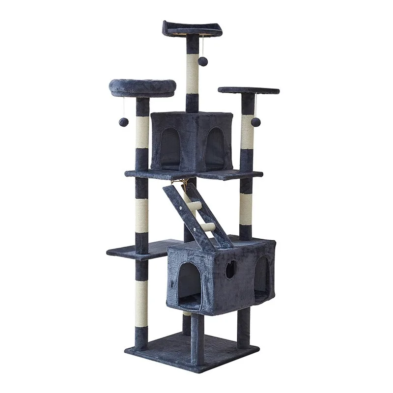 Katzen-Klettergerüst Luxusvilla Katzenhaus mit integrierter Sprungplattform Katzenzubehör