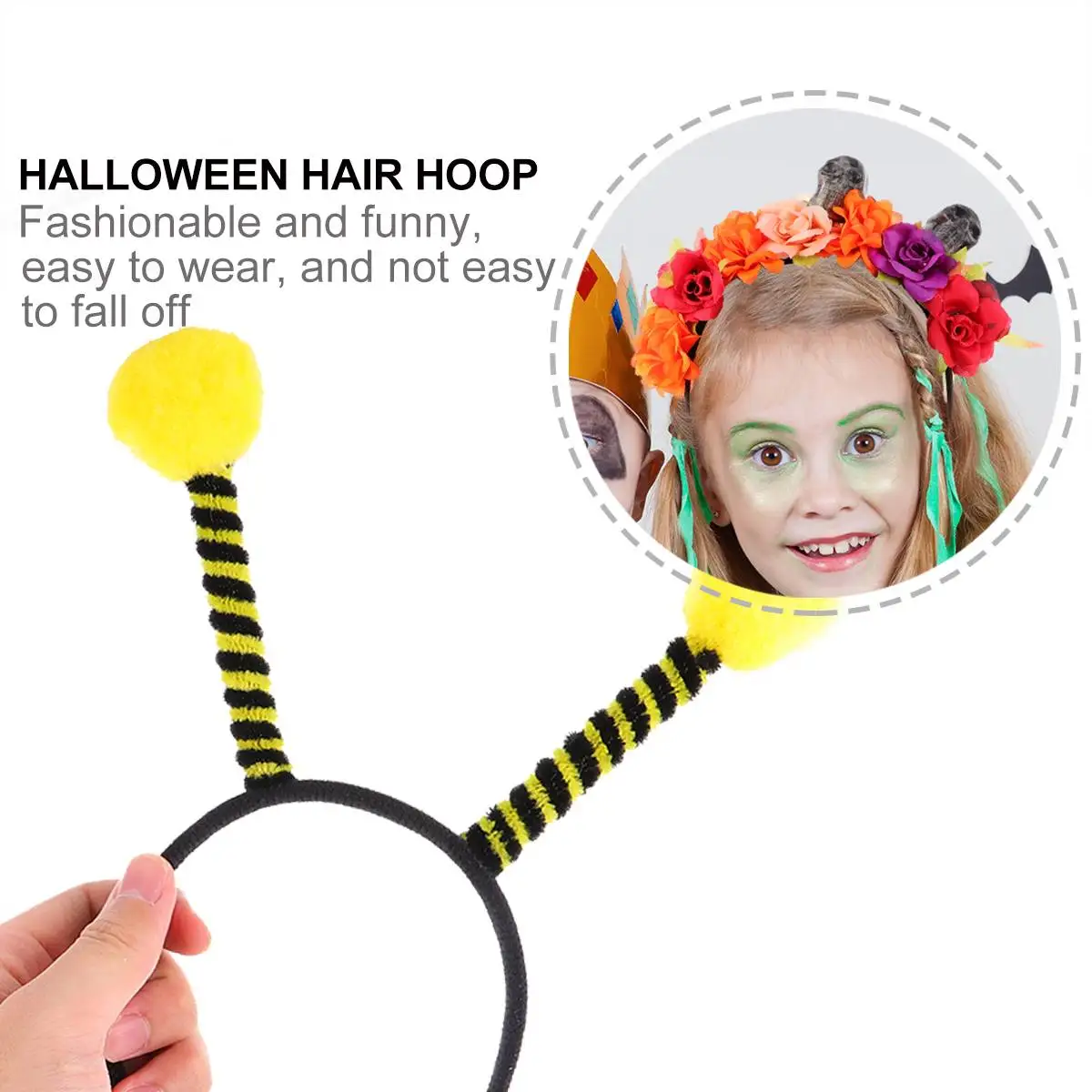 12 pezzi copricapo ape fascia gialla antenna leggera costume di Halloween donna cerchio per capelli ragazza signora insetto tocco accessorio
