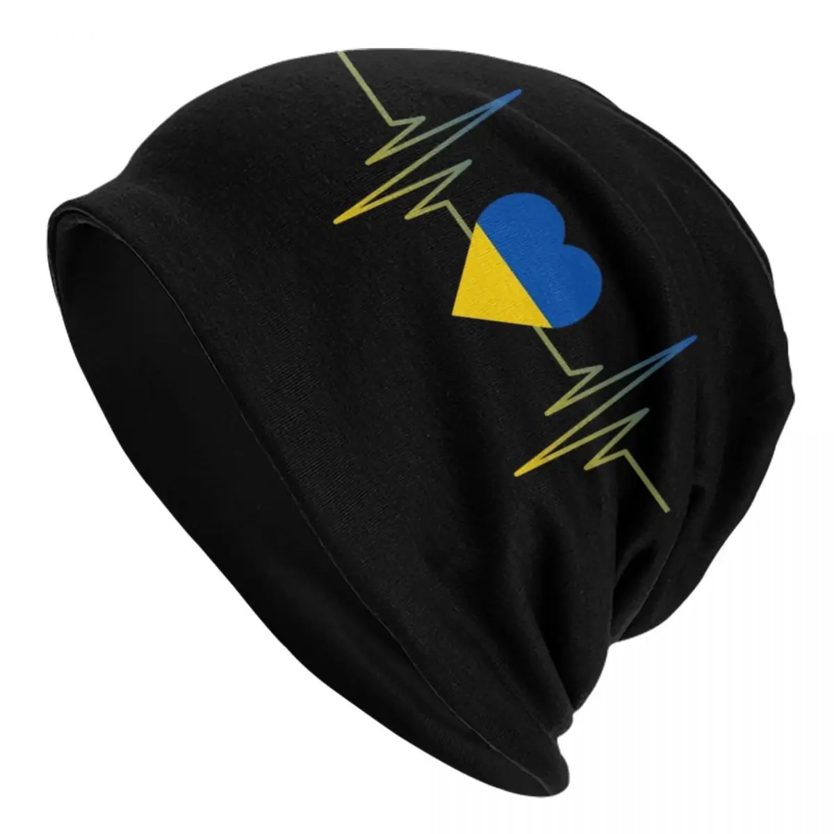 Ukraine Heartbeat Flag Skullies Beanies Caps Hip Hop Winter Warm Knitting Hat Unisex Adult Ukrainian Patriotic Bonnet Hats