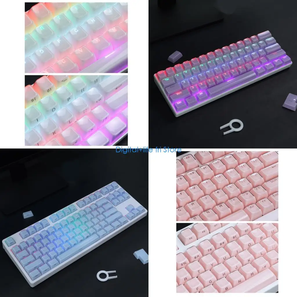 E06D Crystal Jelly Keycaps Double Shot Injection OEM Profile Keycap for 61/64/68