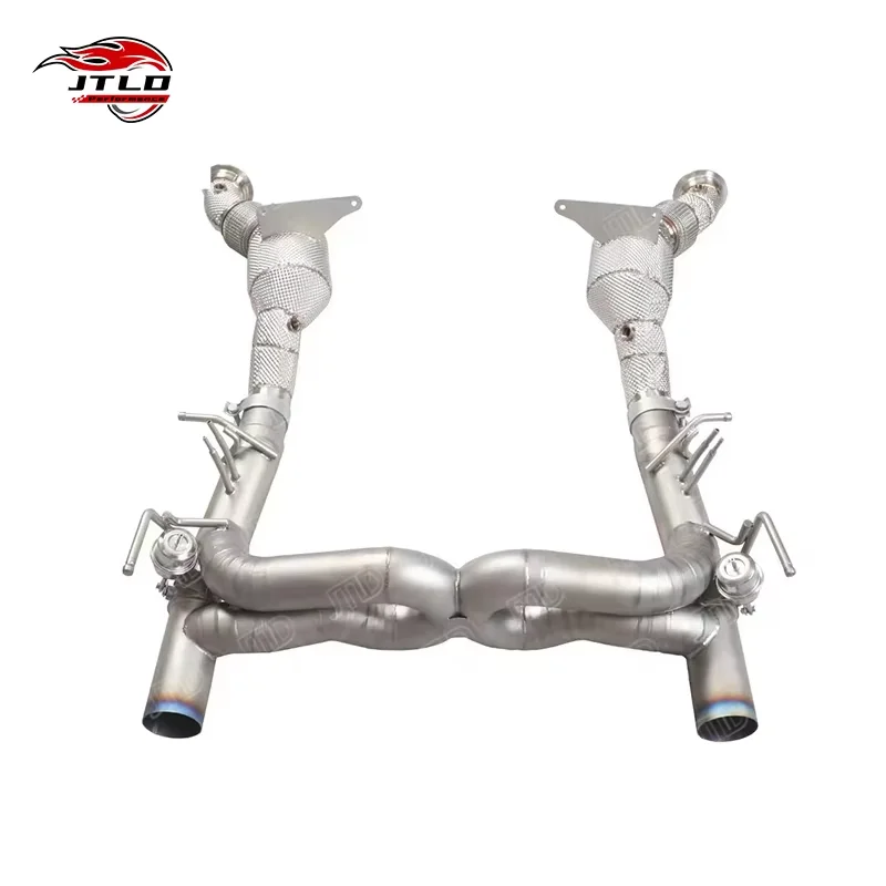 JTLD Stainless Steel Racing Exhaust System for Ferrari F8 Valvetronic Catback Mirror Polished Finish Heat Shield Downpipes Pipes