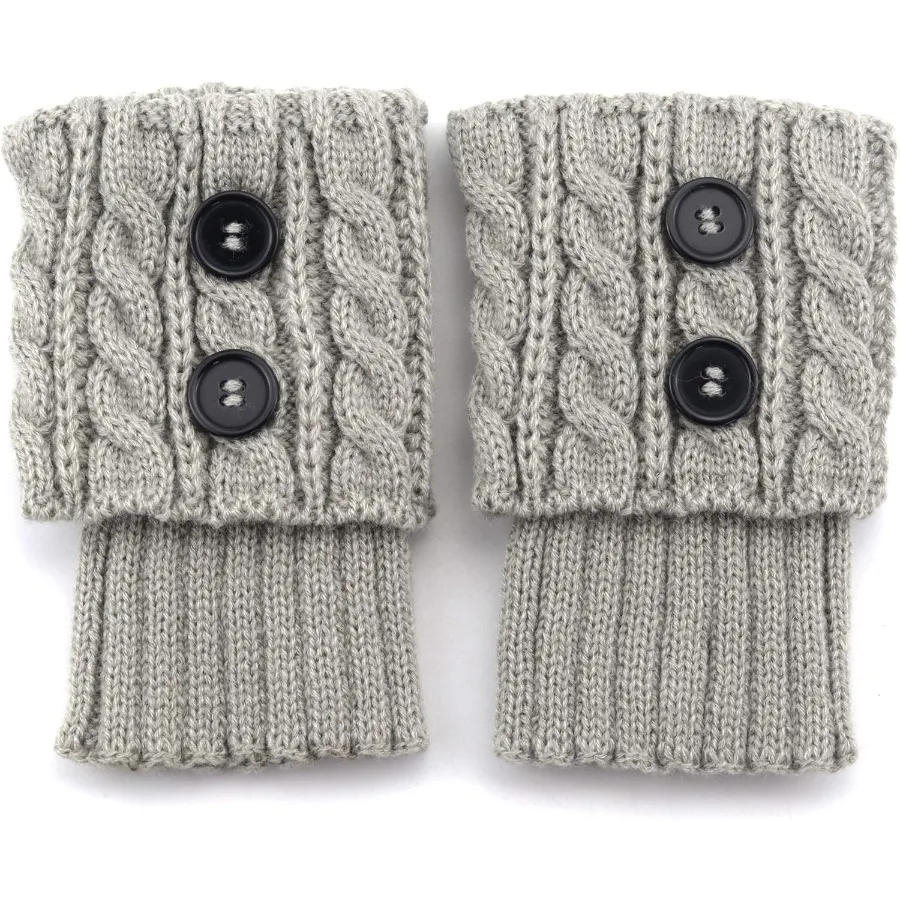 ถุงเท้าบูทสั้นถักโครเชต์สำหรับผู้หญิง 3 คู่ ปลอกขาถักนิตติ้งสำหรับชุดลำลอง เครื่องประดับแฟชั่นฤดูหนาว