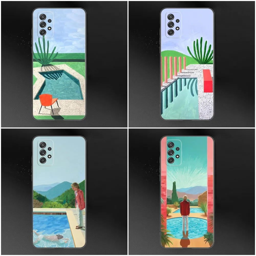 David Hockney Painting Art Phone Case For Samsung S24,S23,S22,S21,S20,S10,S10E,S9 Plus FE Note 20 Ultra 10,9 Plus Black