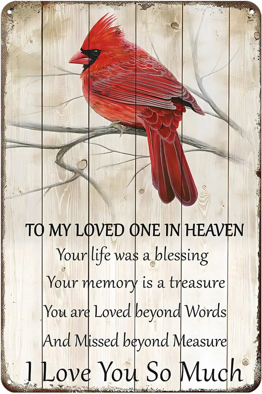 Aenaon Vintage Tin Sign Cardinal Bird to My Loved One in Heaven Retro Home Kitchen Bar Rustic Wall Decor Funny es