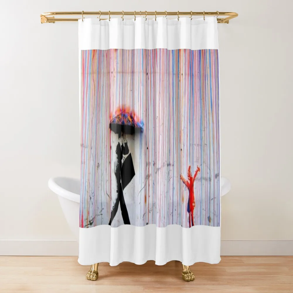 

Banksy Rainbow Rain Shower Curtain Bathroom Accessories For Bathrooms With Beautiful Designs Shower Bath Curtain