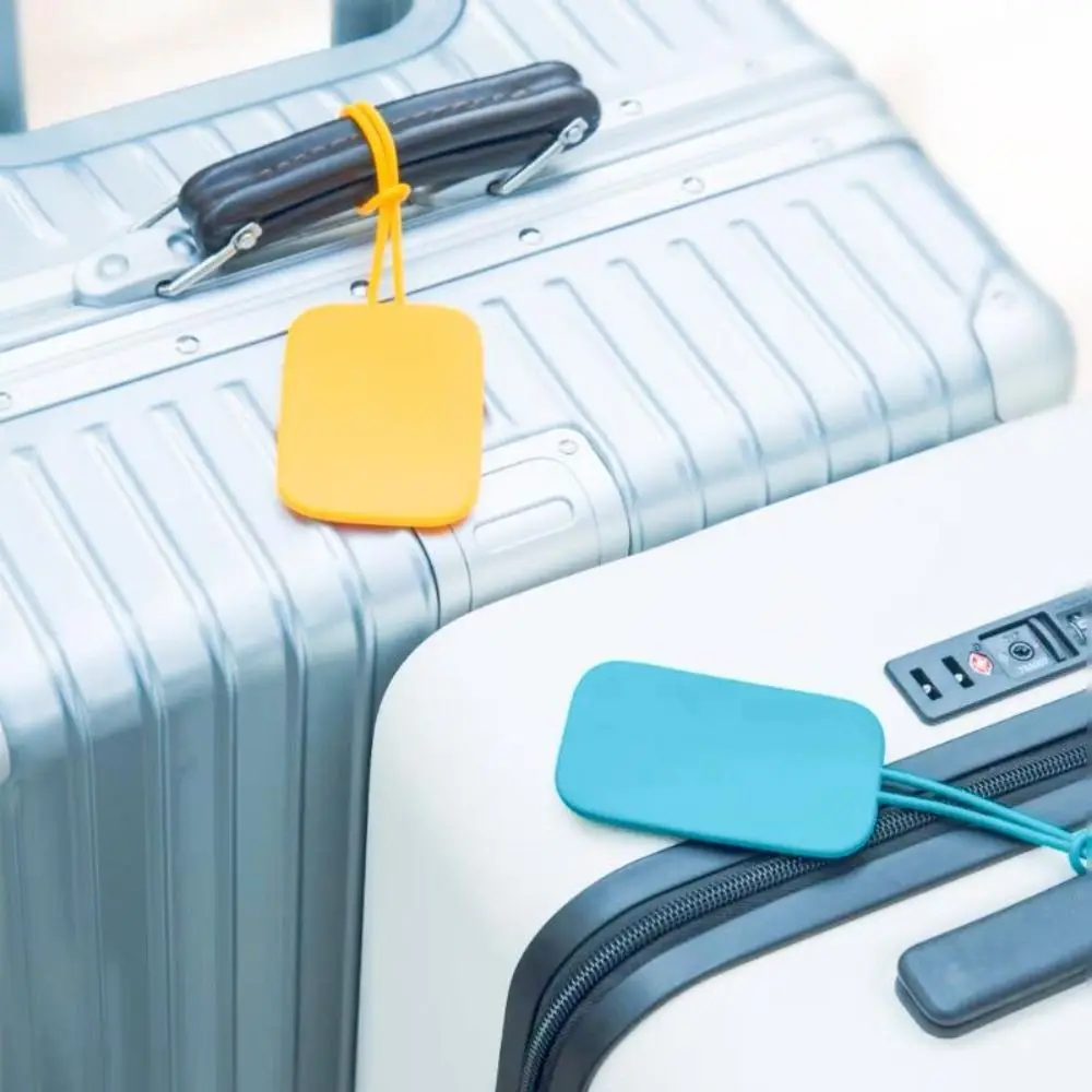 Portable Silicone Luggage Tag Anti-lost Soft Suitcase Identifier Tag with Lanyard Boarding Pass Tag Travel