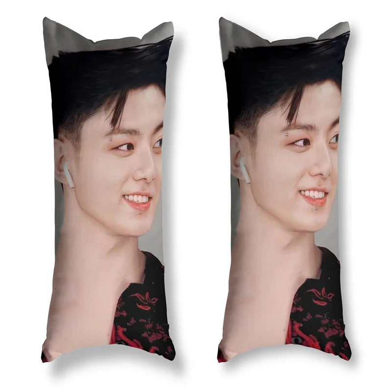 Jungkook funda de almohada Rectangular de pelo largo, Material de piel de melocotón, funda de almohada decorativa con cremallera creativa, funda de cojín de asiento de sofá