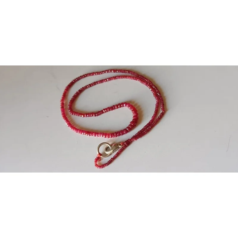 59 Carats. Natural Ruby Fine Handcraft Faceted Beads Necklace Size=20