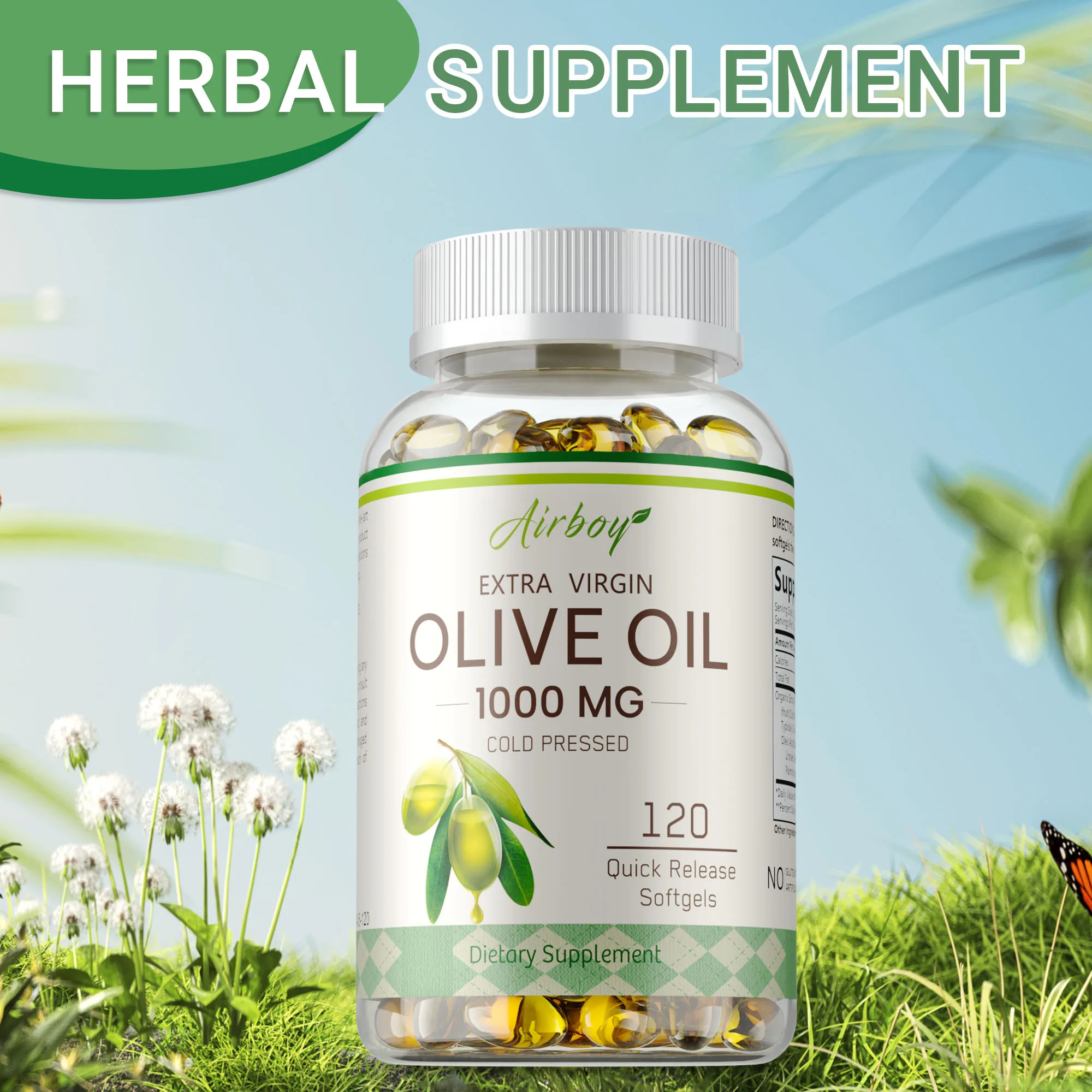 

Olive Oil Capsules 1000mg - Antioxidant, Promote Blood Circulation, Supports Brain, Heart & Cardiovascular Health,Boost Immunity