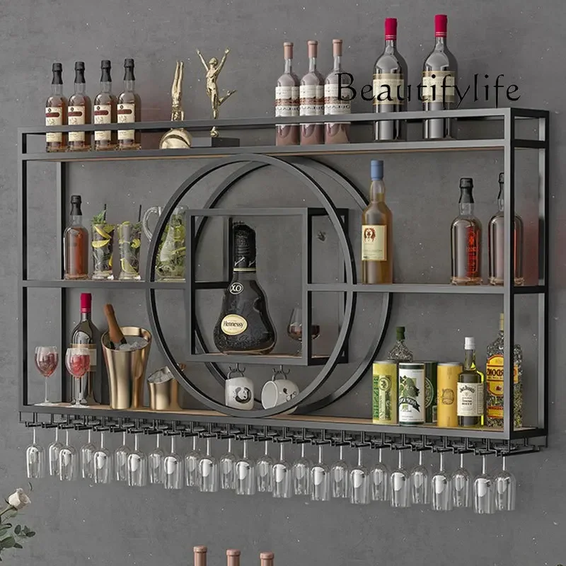 Q امرأة حامل مشروبات فاخرة الذهب فندق معلق عرض جدار النبيذ الرف زجاجة غرفة المعيشة Sto الغضب Estante Para Vino بار الأثاث