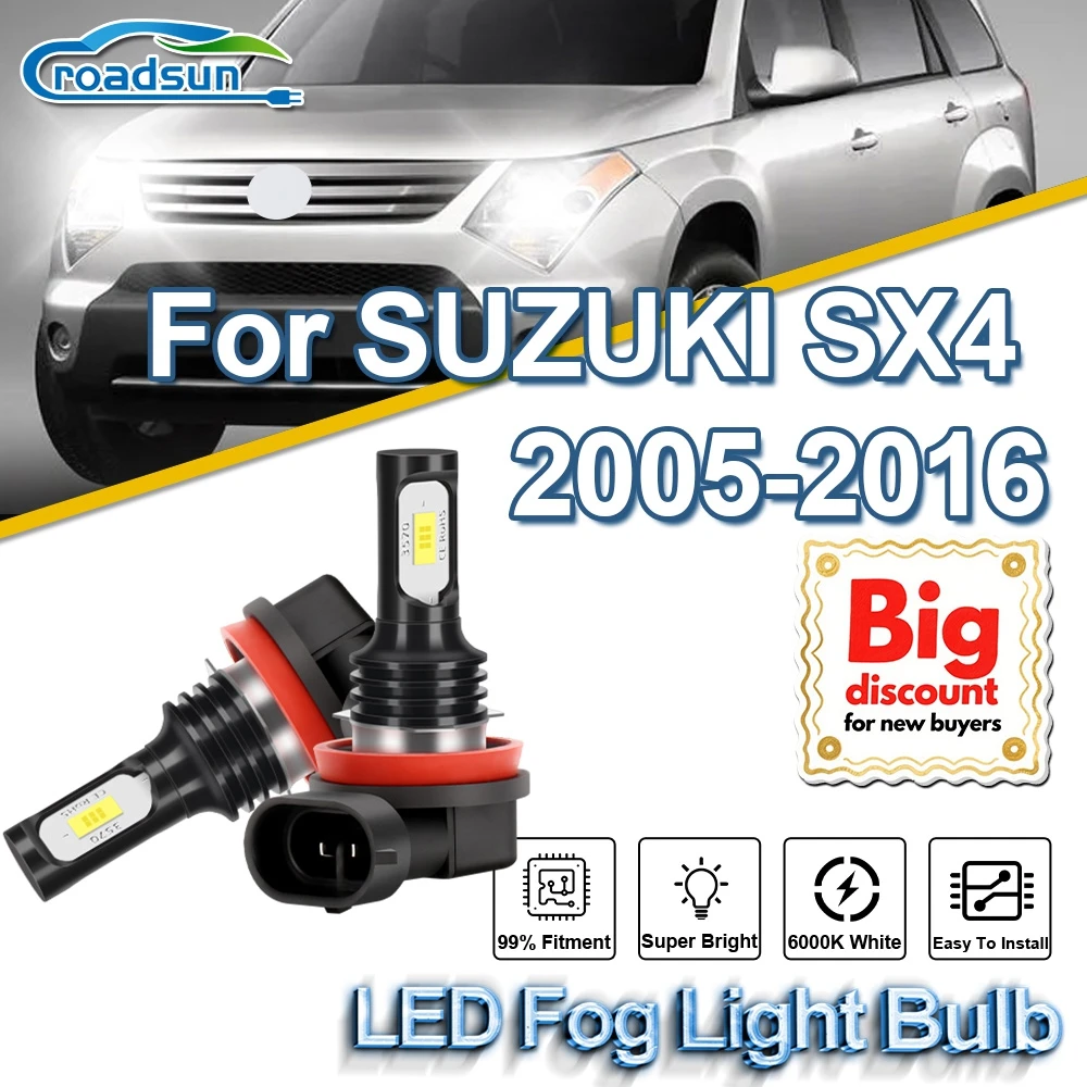 ROADSUN Canbus LED Fog Light Bulbs Fog Lamp Ampoules For SUZUKI SX4 2005 2006 2007 2008 2009 2010 2011 2012 2013 2014 2015 2016