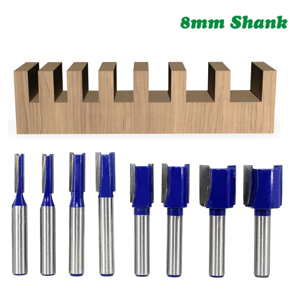 1pc 8mm Shank Straight Bit Tungsten Carbide Double Flute Router Bits Milling Cutter for Wood Woodwork Tool