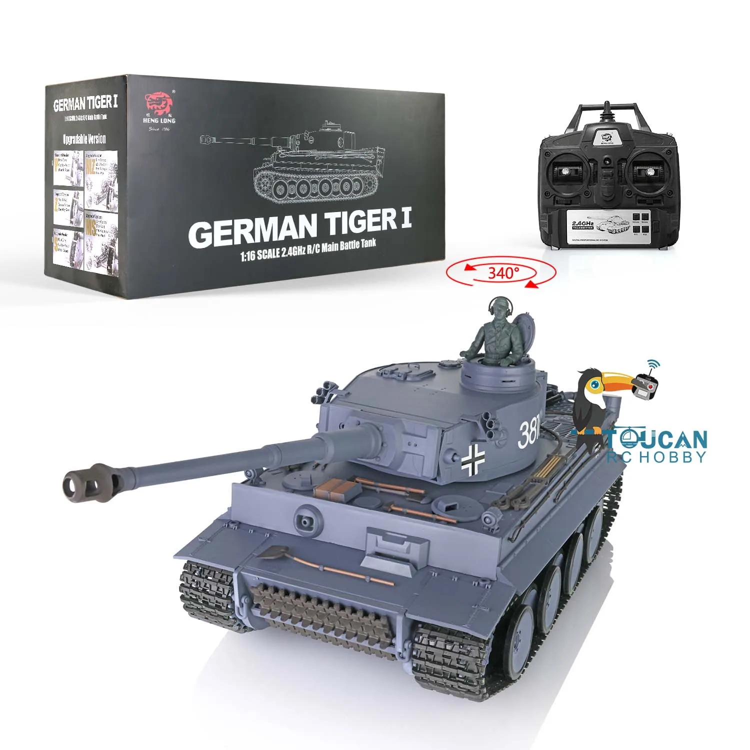 

2.4Ghz Heng Long 1/16 Scale 7.0 Plastic Ver German Tiger I RC Tank 3818 Model BB Shooting Army Model Toys for Boys TH17233-SMT7