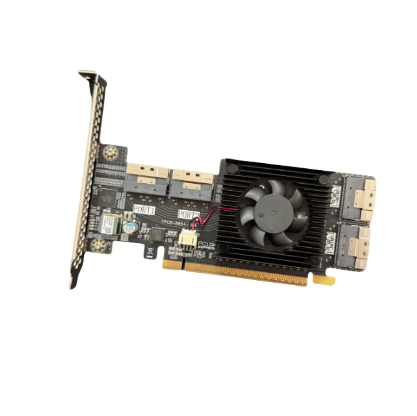 2025 بطاقة توسيع Plx جديدة PCIe 3.0 X16 خالية من الانقسام Plx8749 4xSFF8654 8i إضافة على البطاقات مع حاجز كامل/نصف الارتفاع 128GT/S