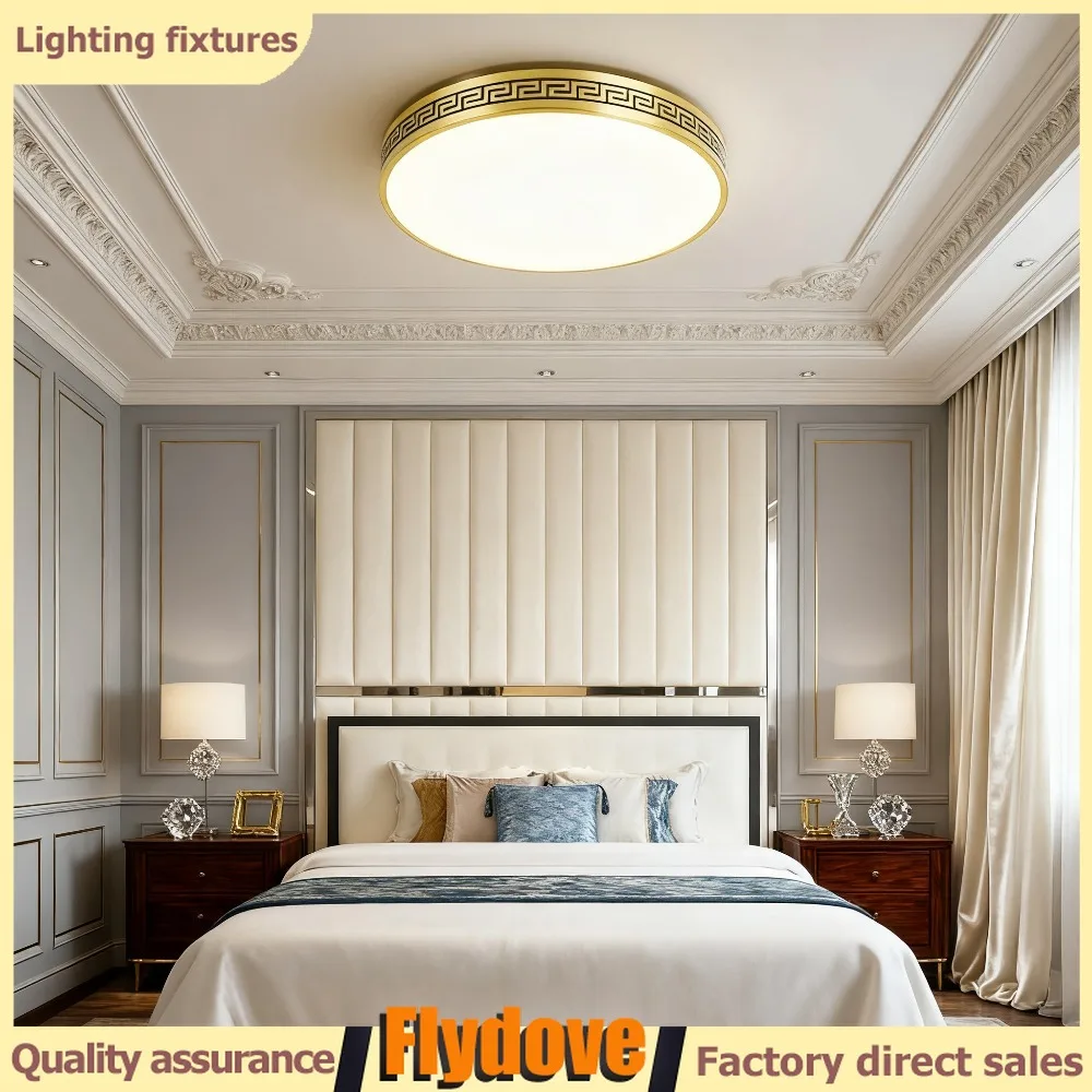 

Retro LED Copper Circular Ceiling Light Fixture Nordic Living Room Bedroom Dining Room Bathroom Home Lighting Decoration 220V