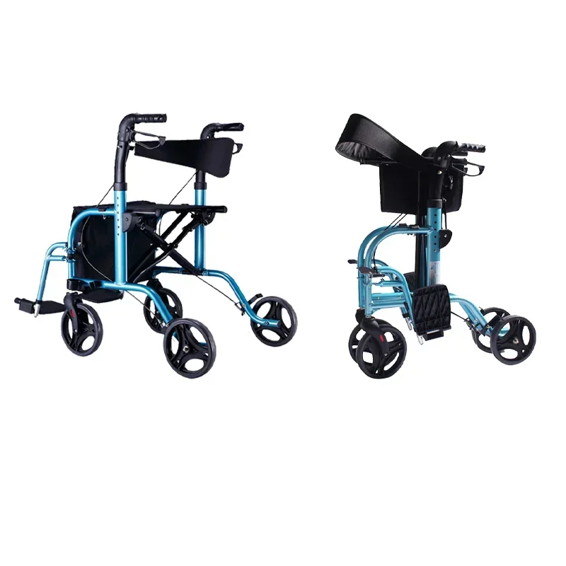 

Foldable Portable Aluminium Alloy Four-wheel Rollator Walker For Elderly Disabled People