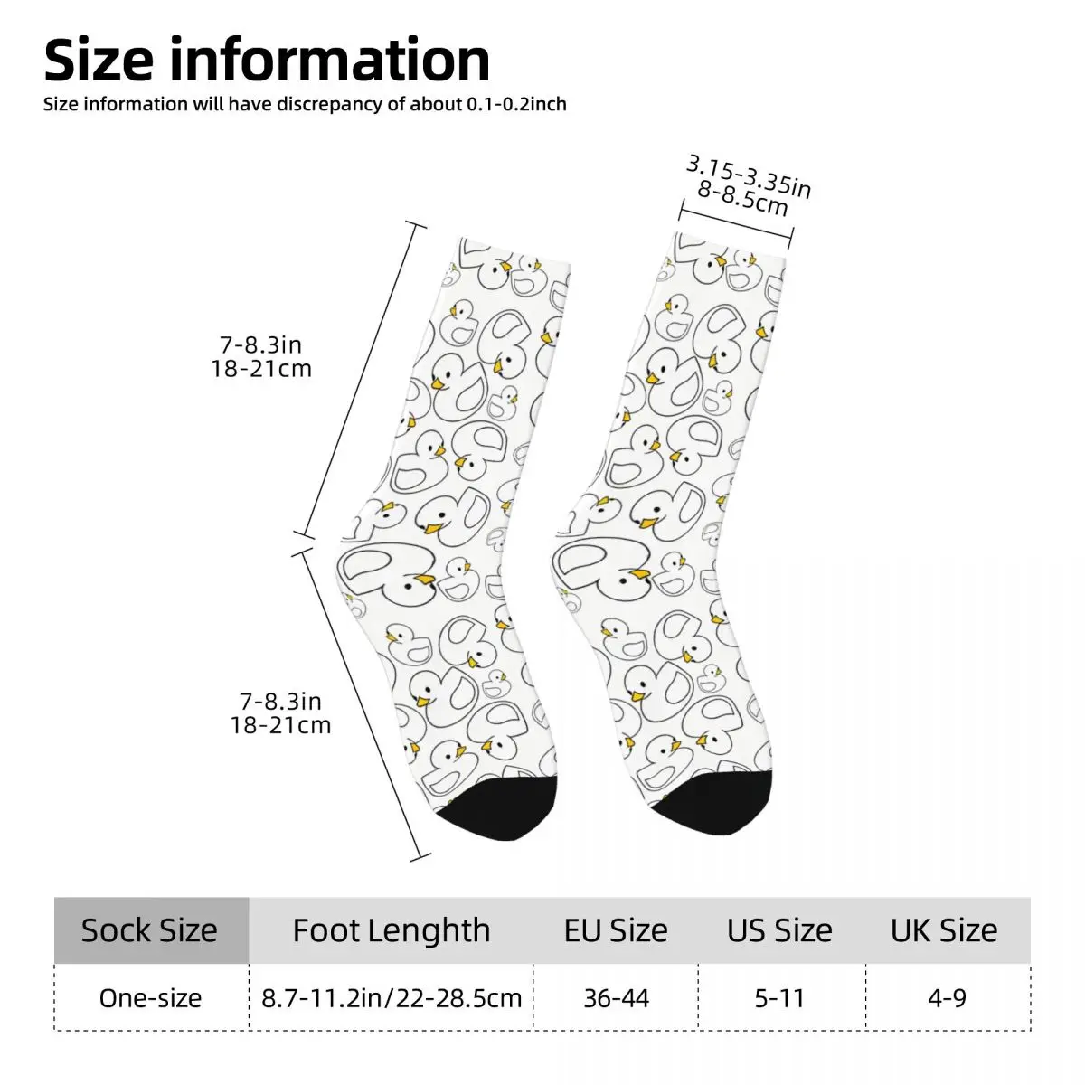 Happy Men's Socks White Rubber Ducky Vintage Street Style Crazy Crew Sock Gift Pattern Printed