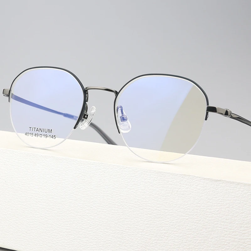 

Fashion Half Frame Round Titanium Glasses Frame Men Optical Prescription Myopia Eyeglasses Frame Women Eyewear