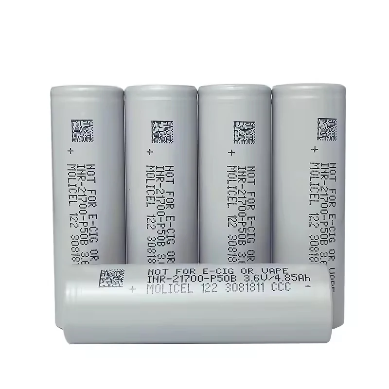 오리지널 몰리셀 P50B 21700 배터리 5000mAh 50A 방전 고출력 충전식 리튬 이온 배터리 플랫탑 INR 21700 셀
